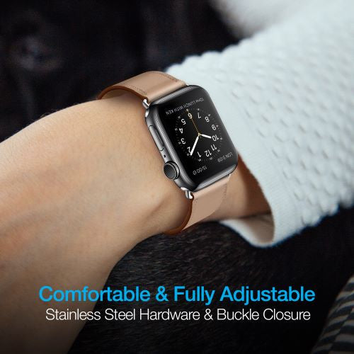 Beige Leather Band for Apple Watch