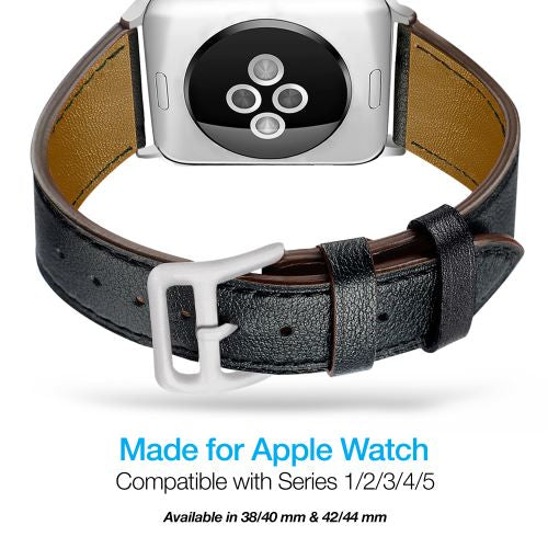 Black Leather Band for Apple Watch