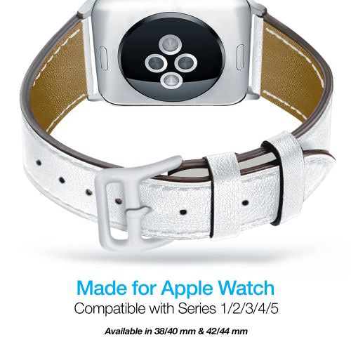 White Leather Band for Apple Watch