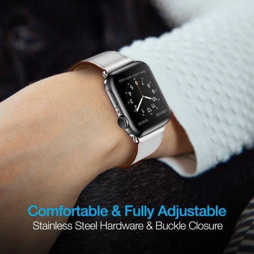 White Leather Band for Apple Watch