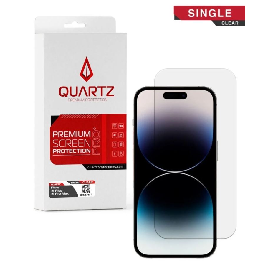 QUARTZ Clear Tempered Glass for iPhone 15 Plus / 15 Pro Max