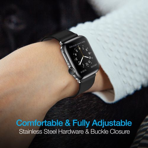 Black Leather Band for Apple Watch