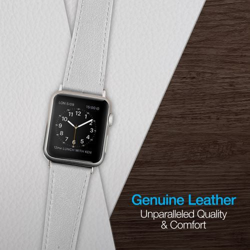 White Leather Band for Apple Watch